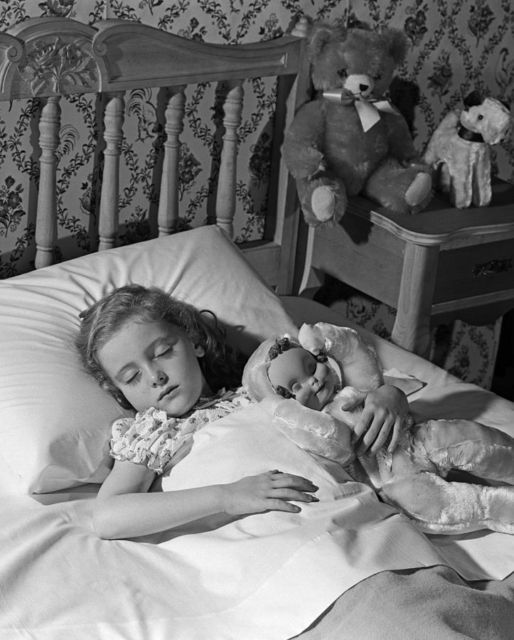 Girl Asleep In Bed, C.1950-60s Photograph by H. Armstrong Roberts/ClassicStock