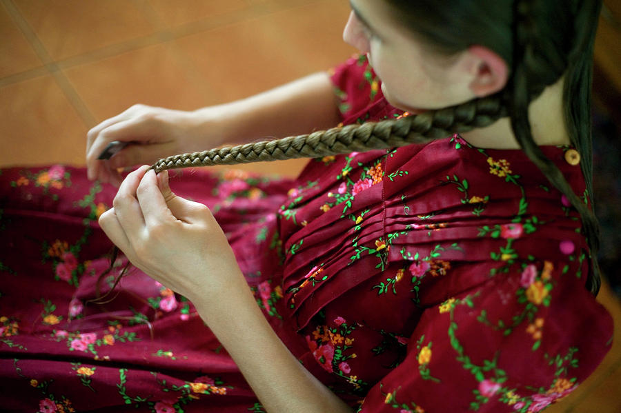 Girl Braids Hair In A Mennonite Photograph by Ivan Kashinsky - Pixels