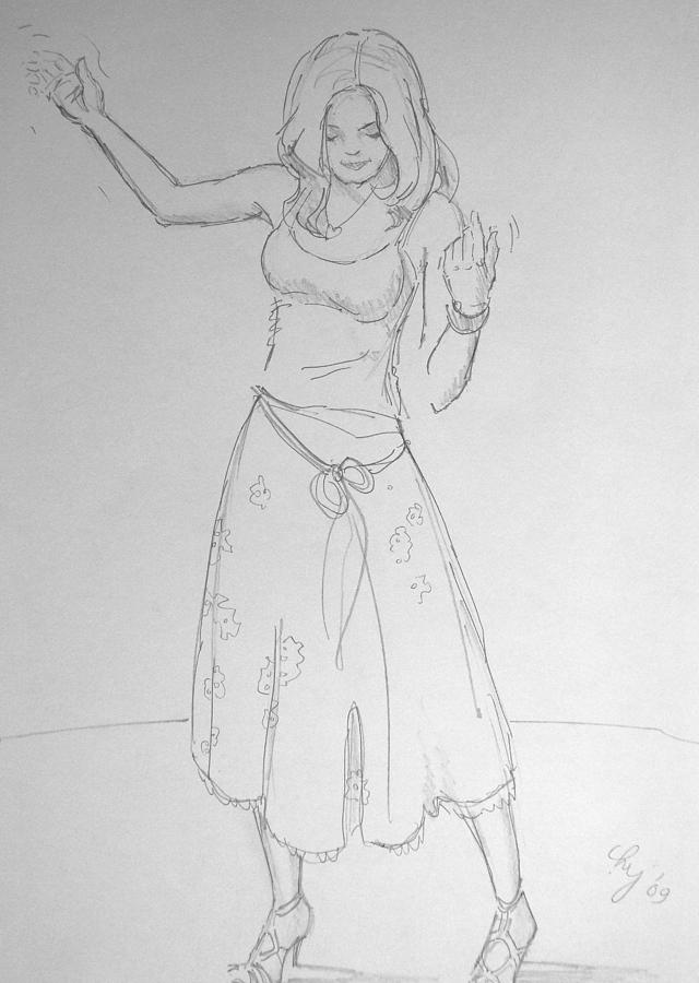 Girl Dancing Drawing by Mike Jory