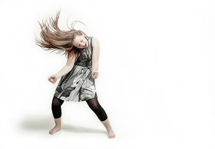Girl Dancing On A Plain White Background Photograph by Krista Long
