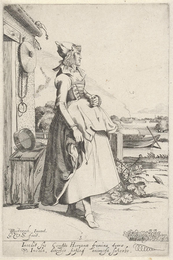 Girl From Hoorn Sideways The Netherlands Drawing By Gillis Van Scheyndel I And Clement De