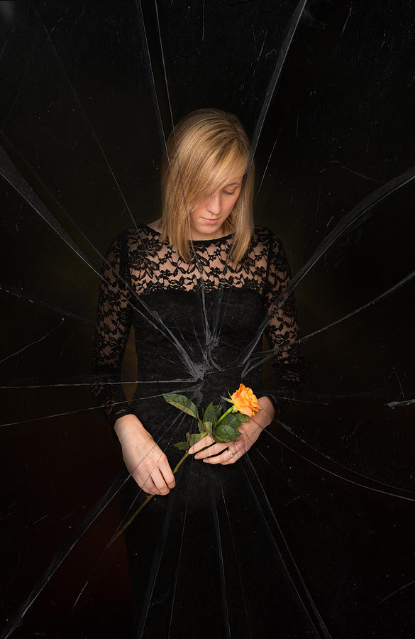 Flowers Still Life Photograph - Girl Holding Rose by Amanda Elwell