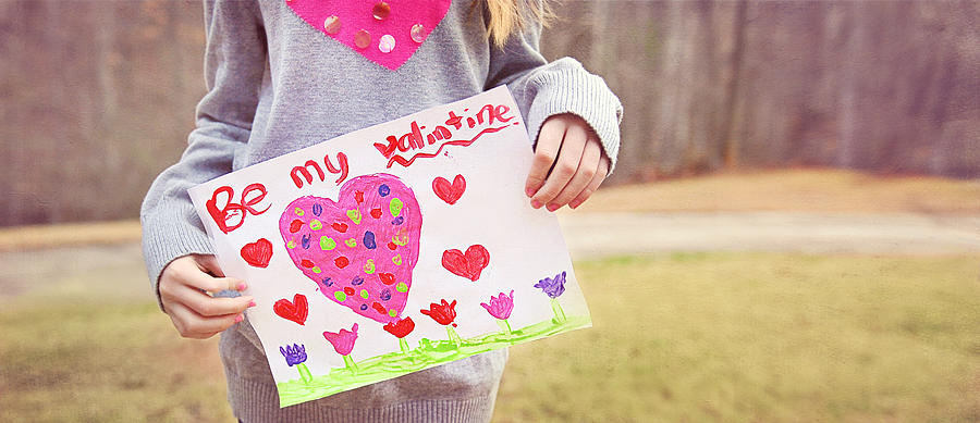 girl holding Valentines Card with pink heart Photograph by Suzy Hanzlik Photography