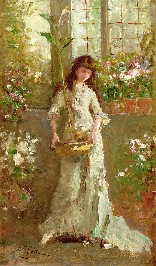 Girl In A Conservatory Painting by Alexander M Rossi - Fine Art America