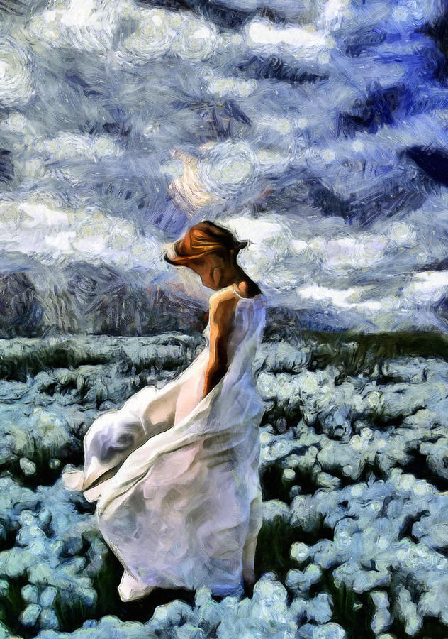 Impressionism Painting - Girl In A Cotton Field by Georgiana Romanovna