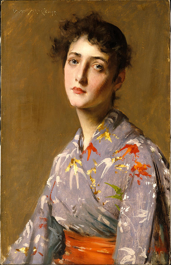 William Merritt Chase Painting - Girl in a Japanese Costume by William Merritt Chase