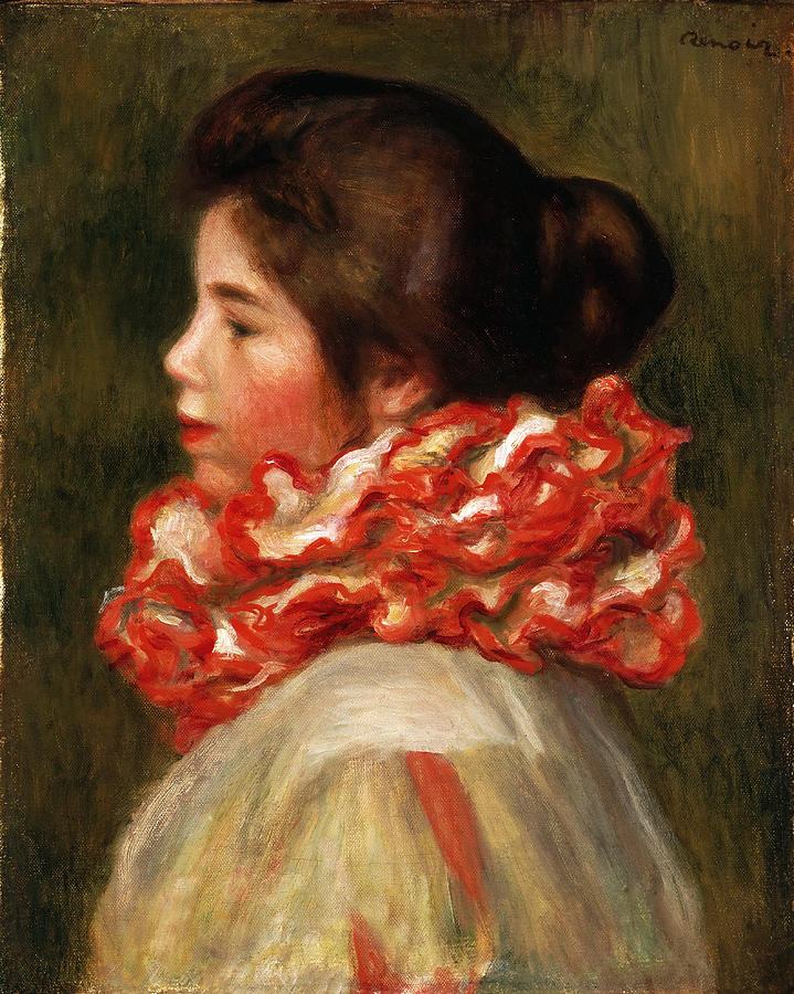 Girl in a Red Ruff Painting by Pierre-Auguste Renoir