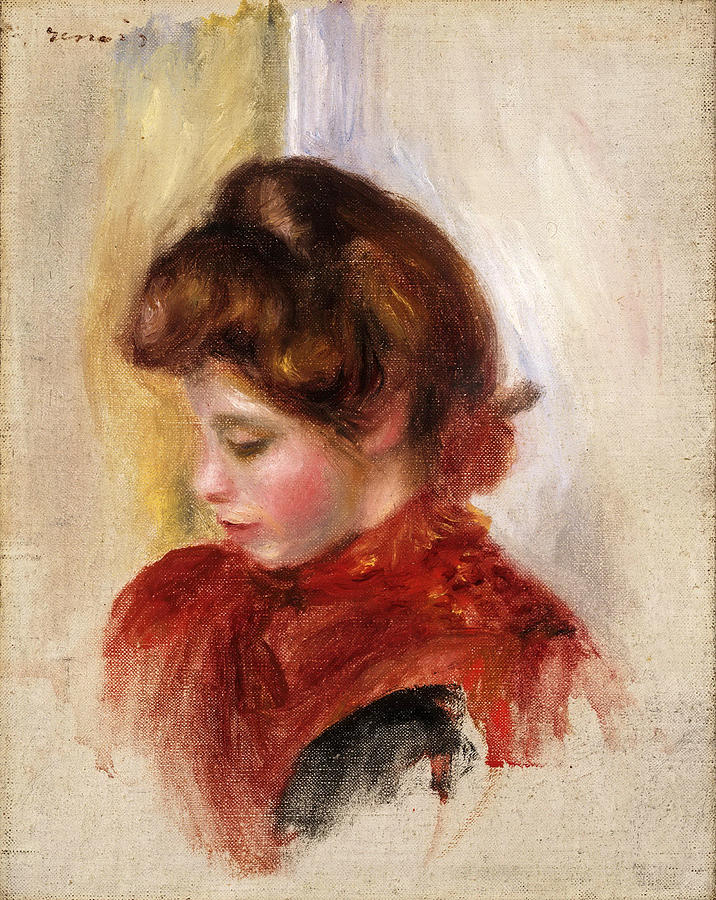Girl in a Red Scarf Painting by Pierre-Auguste Renoir