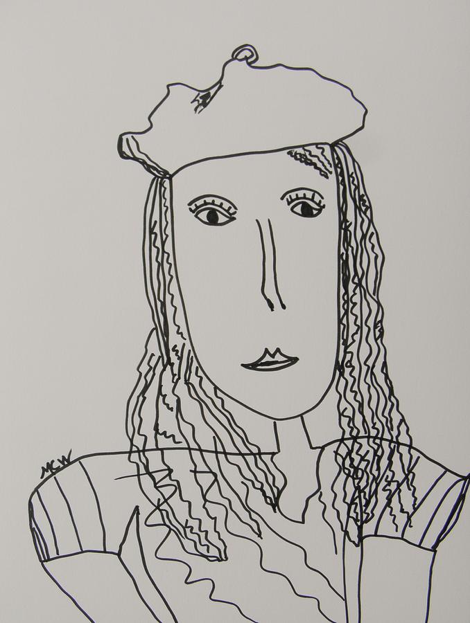 Girl in a Wool Beret Drawing by Mary Carol Williams