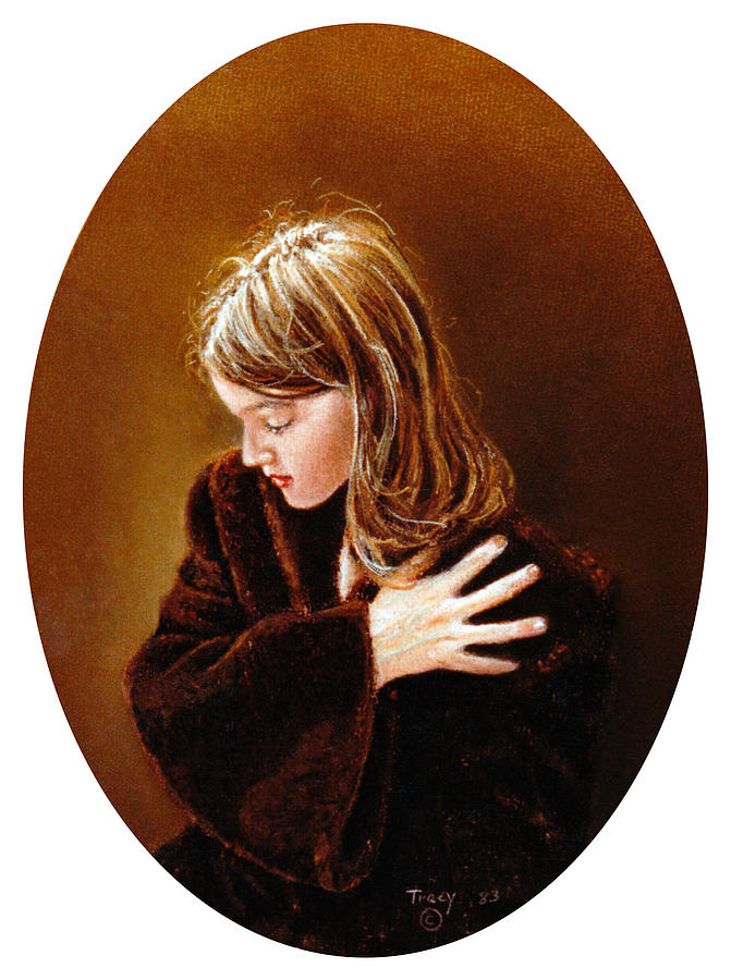 Girl in Fur Coat Pastel by Robert Tracy