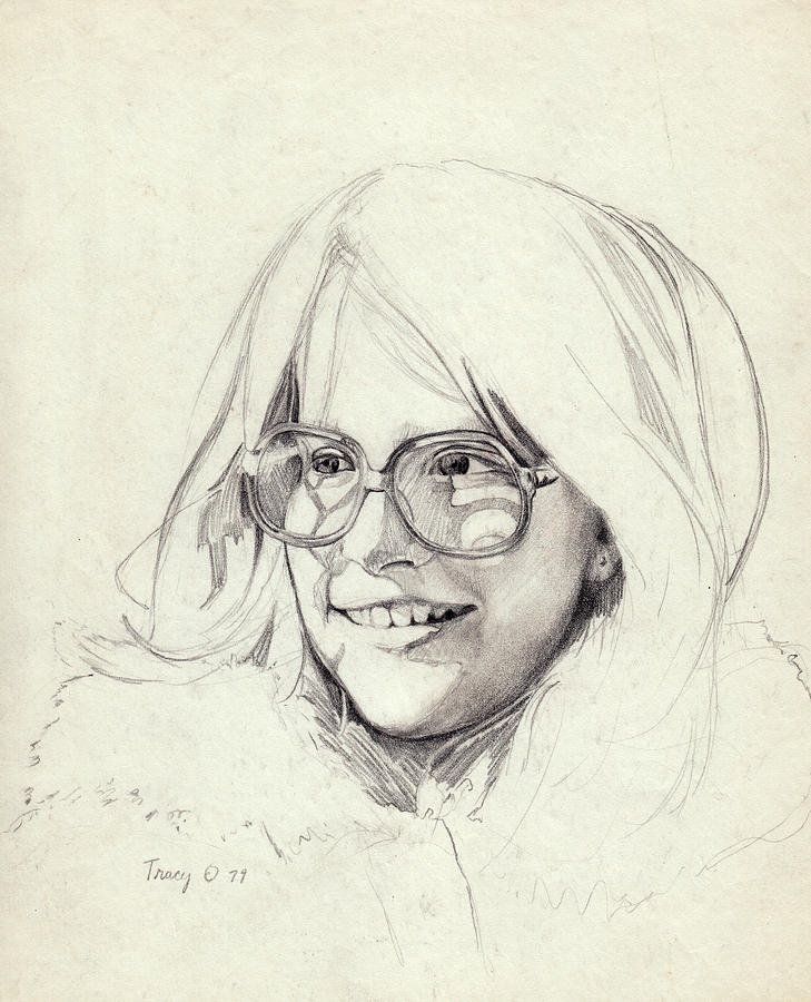 Girl in Glasses Drawing by Robert Tracy