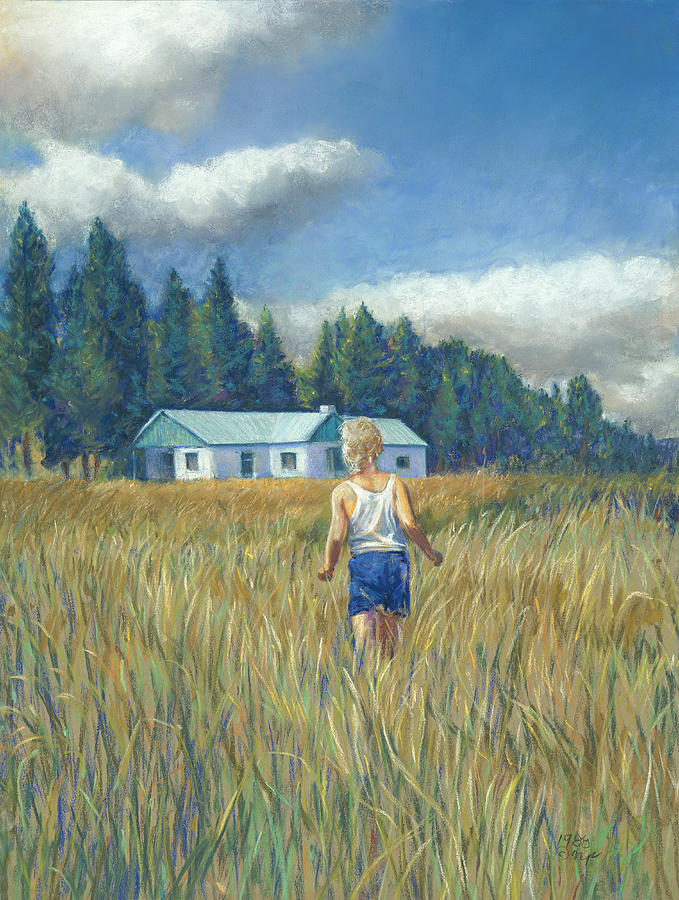 Girl in Hayfield Painting by Nick Payne