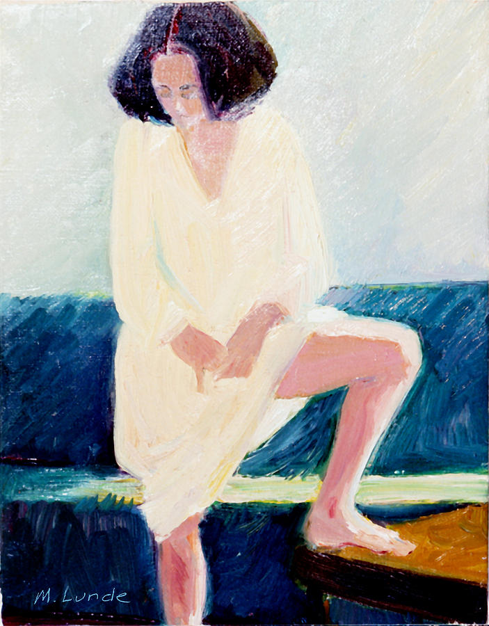 Oil Painting - Girl in Nightshirt by Mark Lunde