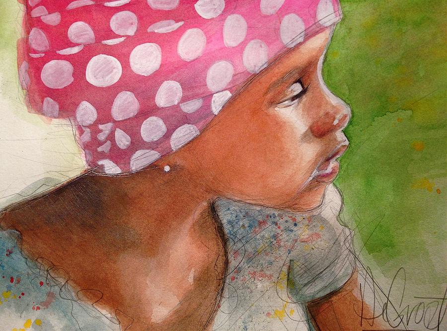 Scarf Painting - Girl in Pink Bandanna by Gregory DeGroat