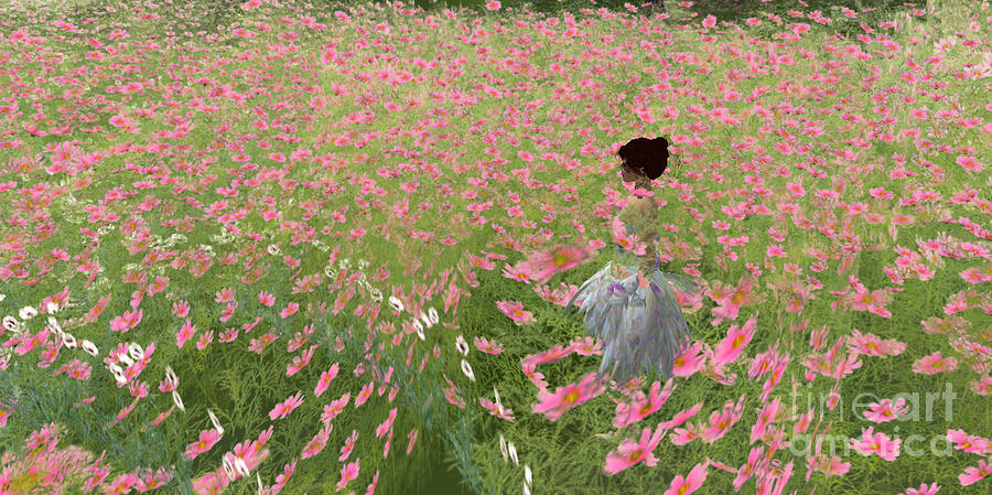 Girl in pink flowers Digital Art by Susanne Baumann