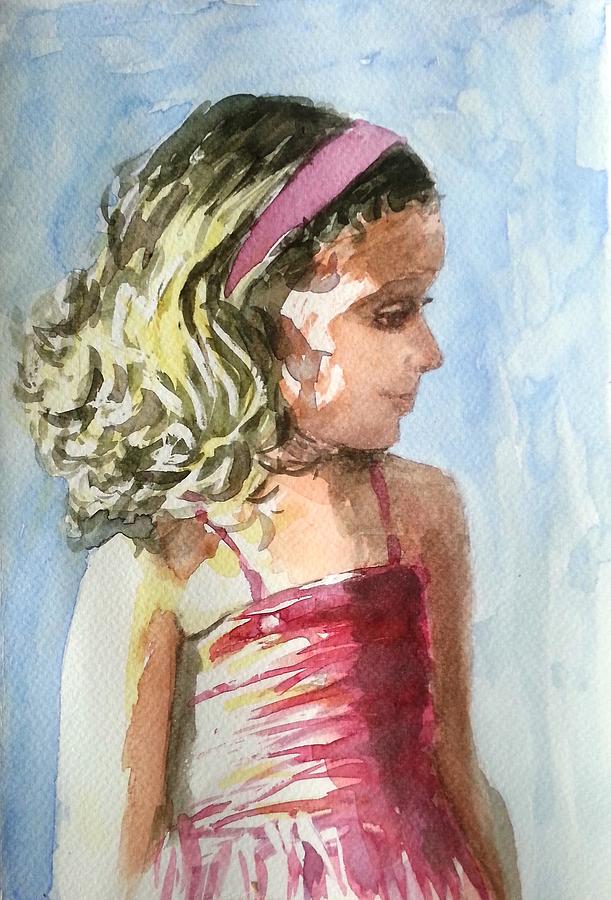 Girl in pink Painting by Uma Krishnamoorthy