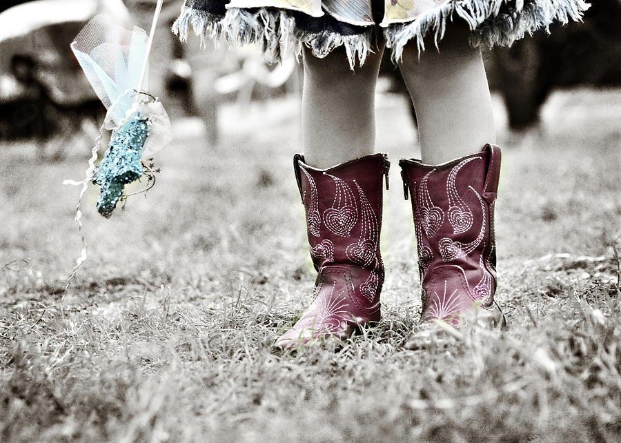 Boot Photograph - Girl in Red Boots by Angela Bonilla