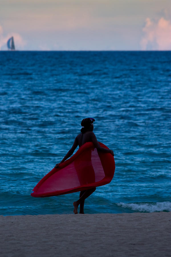 Girl in Red Float Photograph by Ed Gleichman