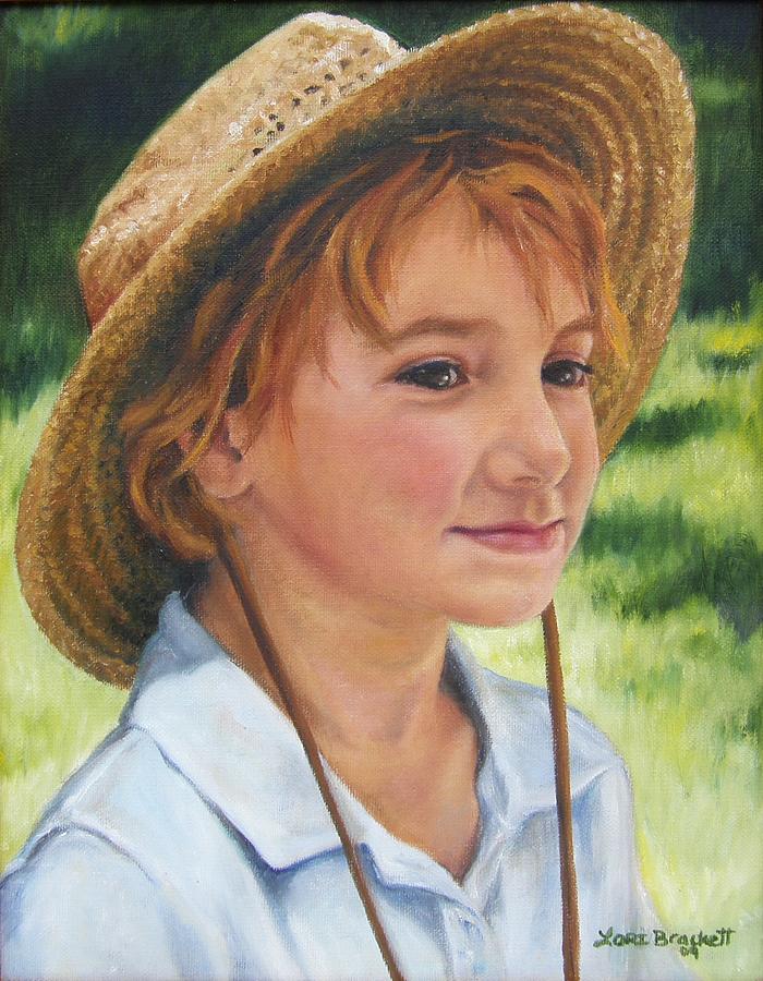 Girl in Straw Hat Painting by Lori Brackett