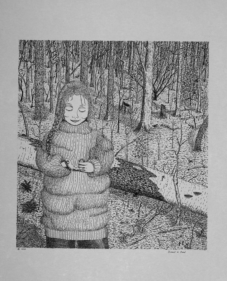 Girl In The Forest Drawing by Daniel Reed