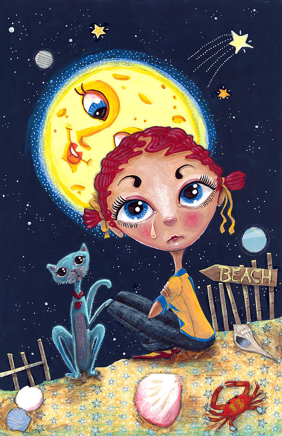 Girl in the Moon Painting by Jacquelin L Vanderwood Westerman