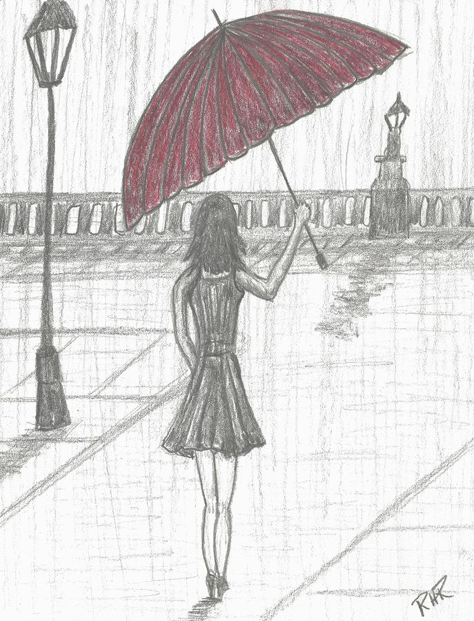 Amazon.com: Wee Blue Coo Drawing Girl Dog Rainbow Umbrella Rain Colour Red  Coat Wall Art Print: Posters & Prints