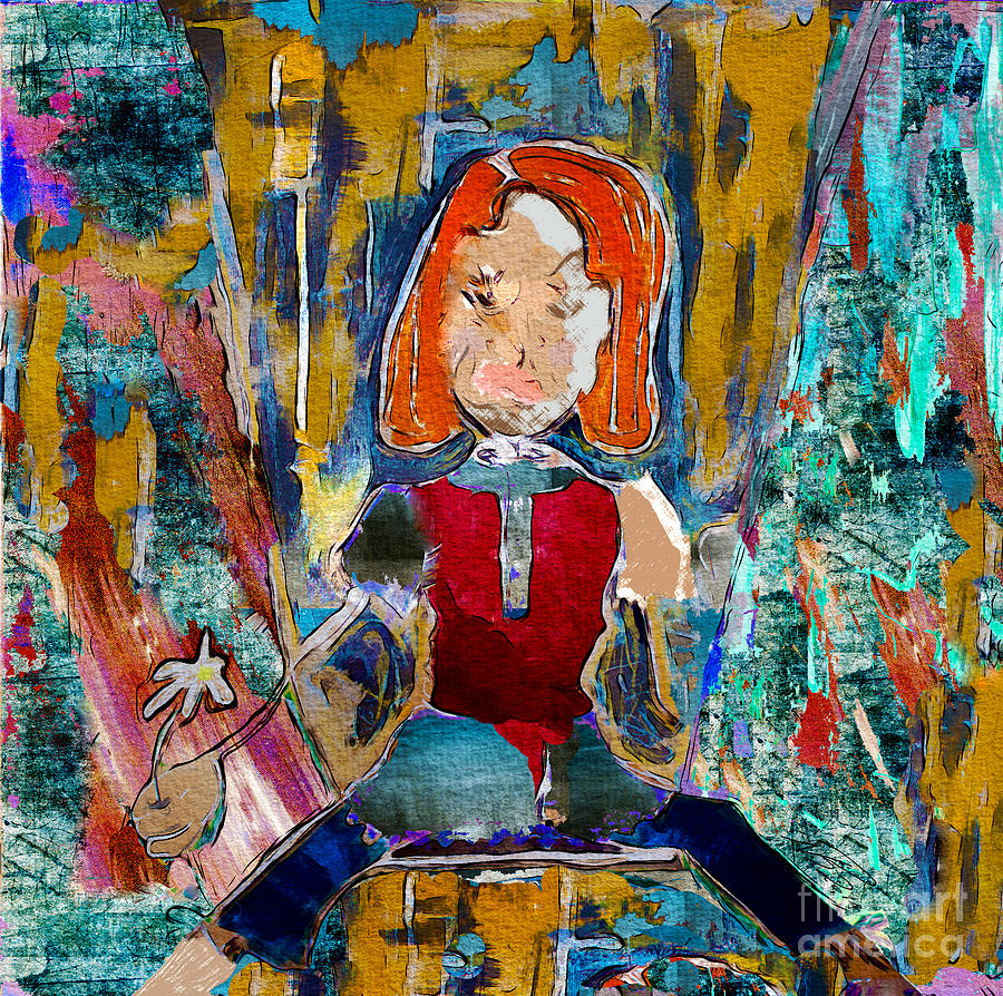 Abstract Painting - Girl keeping the gate to Funkytown by Nicole Philippi