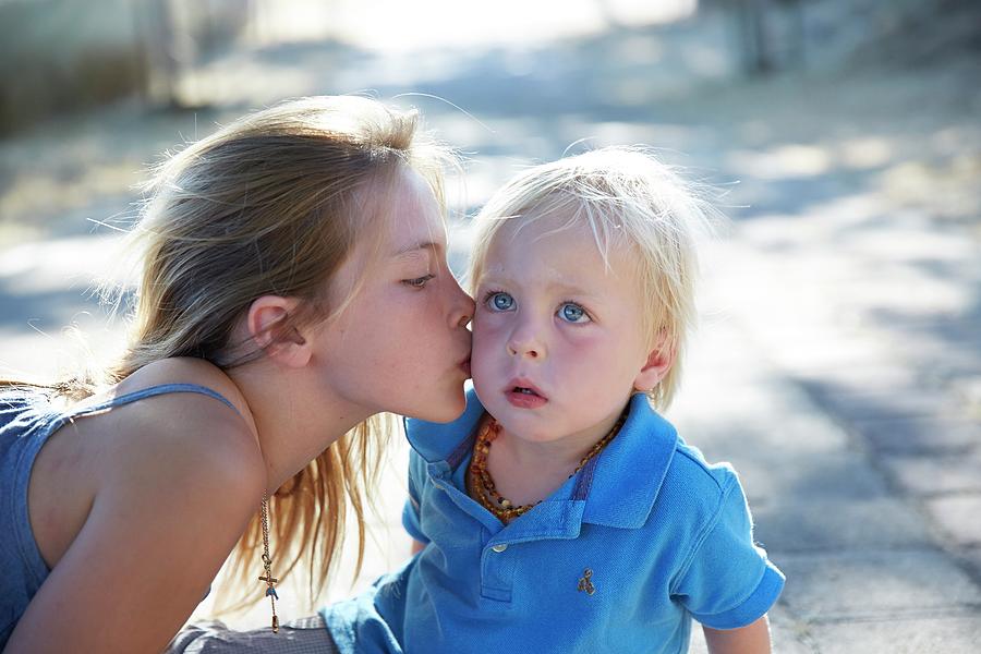 Girl Kissing Brother On Cheek Photograph by Science Photo Library Girl Kissing Brother On Cheek Photograph by Science Photo Library