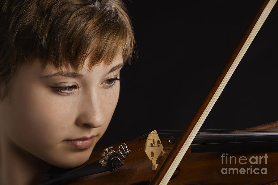 Girl Musician and Violin or Viola Photograph Color 3361.02 Photograph by M K Miller