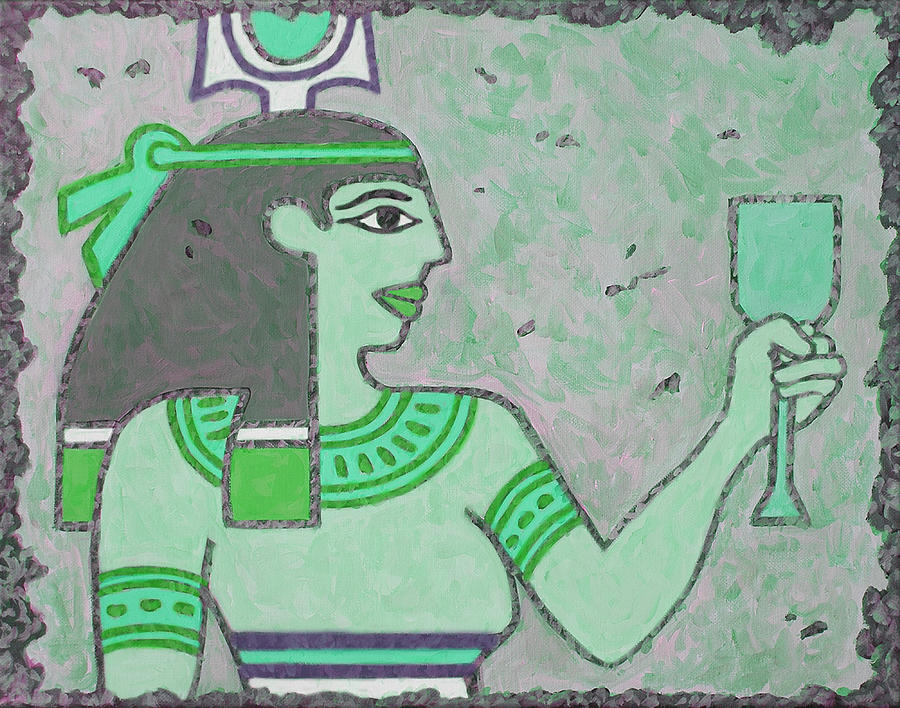 Girl of Egypt in green Painting by Tommy Midyette