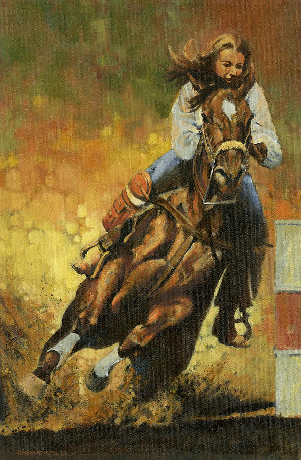 Girl Barrel Racing Painting by Don Langeneckert - Fine Art America