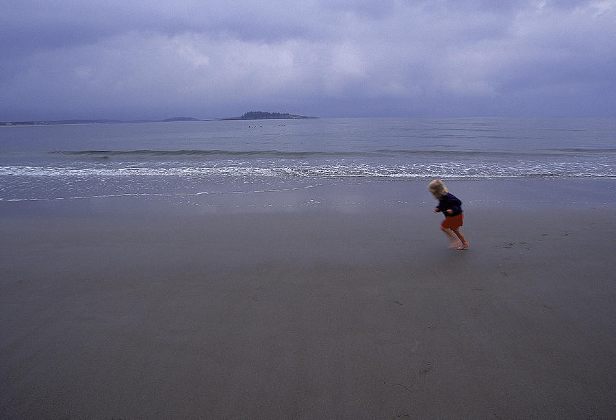 Beach Photograph - Girl On Popham Beach, Me Usa by Jose Azel