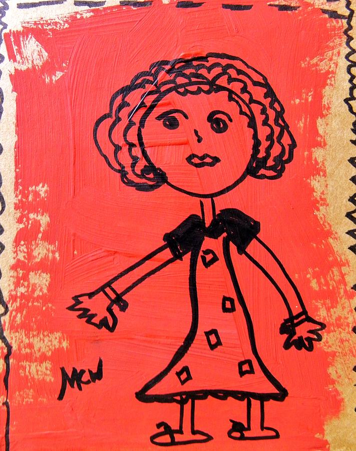 Girl on Red Painting by Mary Carol Williams