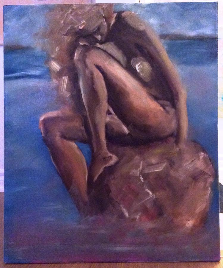 Nude Painting - Girl On Rock by Israel Crooks