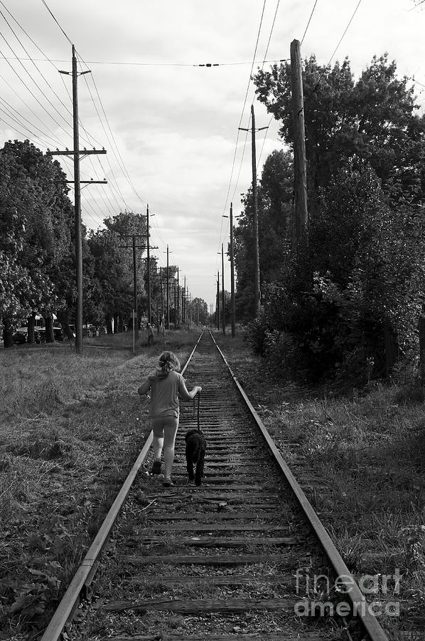 Girl on the Train Tracks Photograph by John  Mitchell