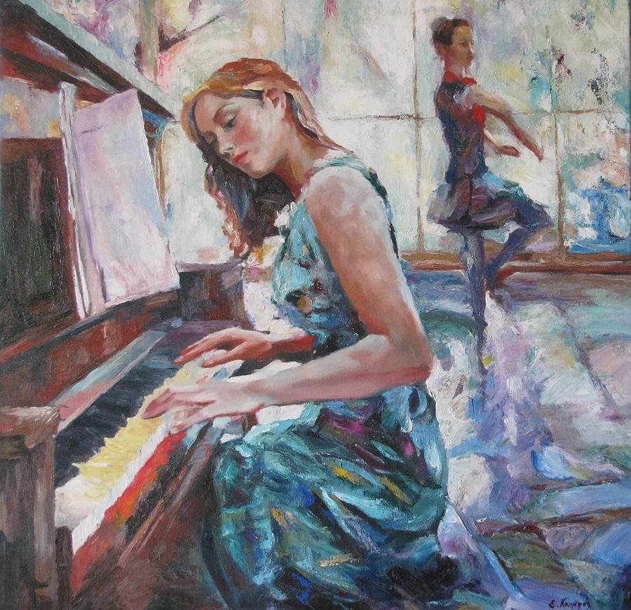 Girl Playing Piano Painting By Evangelos Koumbis Fine Art America