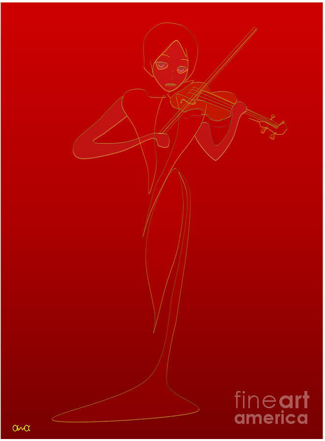 Music Digital Art - Girl Playing Violin by Anna Elia