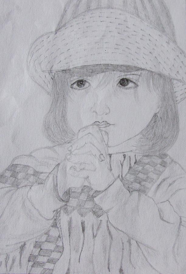 Pencil Drawing - Girl praying by Richa Sharma