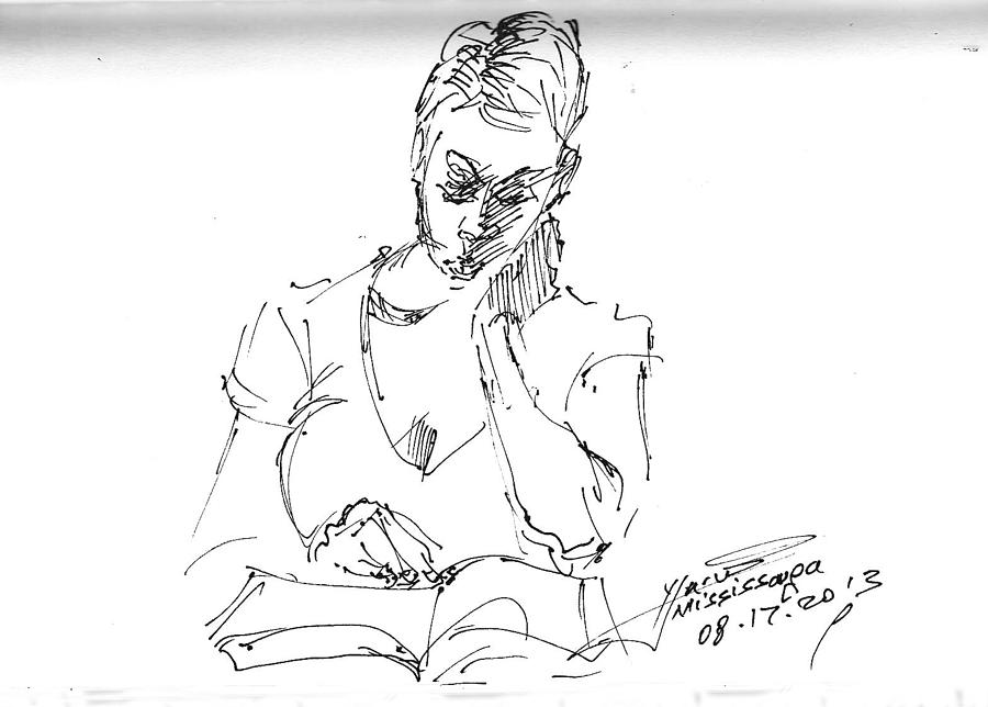Book Drawing - Girl Reading by Ylli Haruni