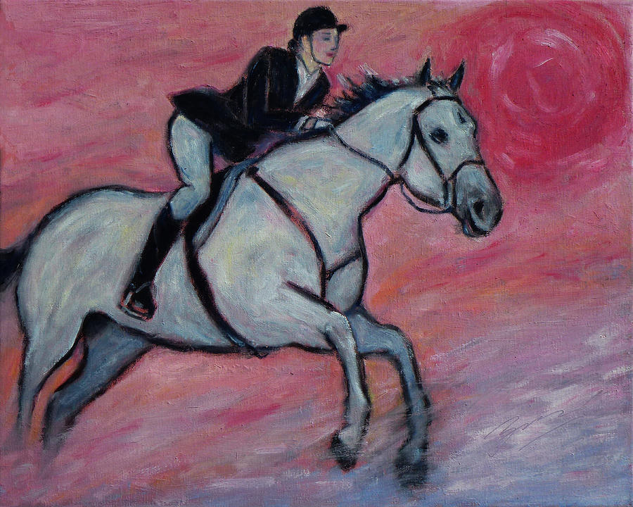 Girl Riding Her Horse I Painting by Xueling Zou