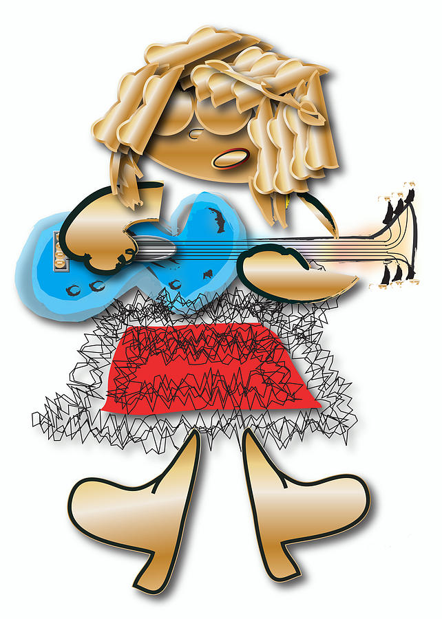 Girl Rocker 6 String Guitar Digital Art by Marvin Blaine
