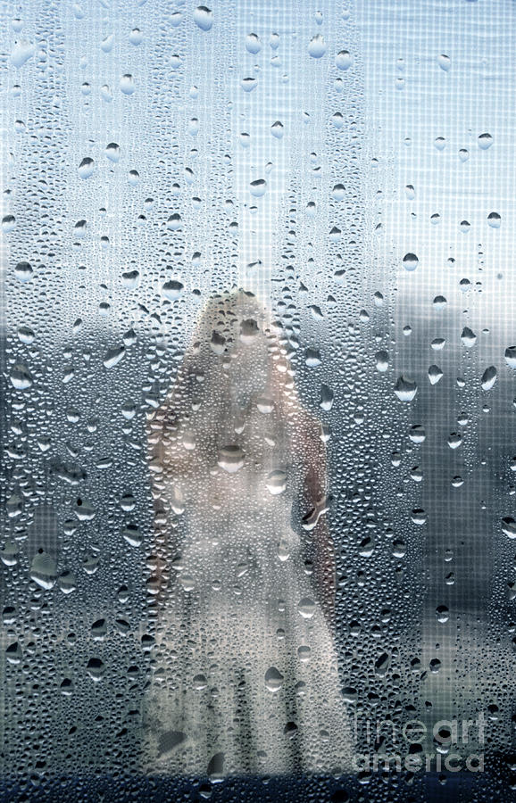 Girl Seen Through Rainy Window Photograph by Jill Battaglia