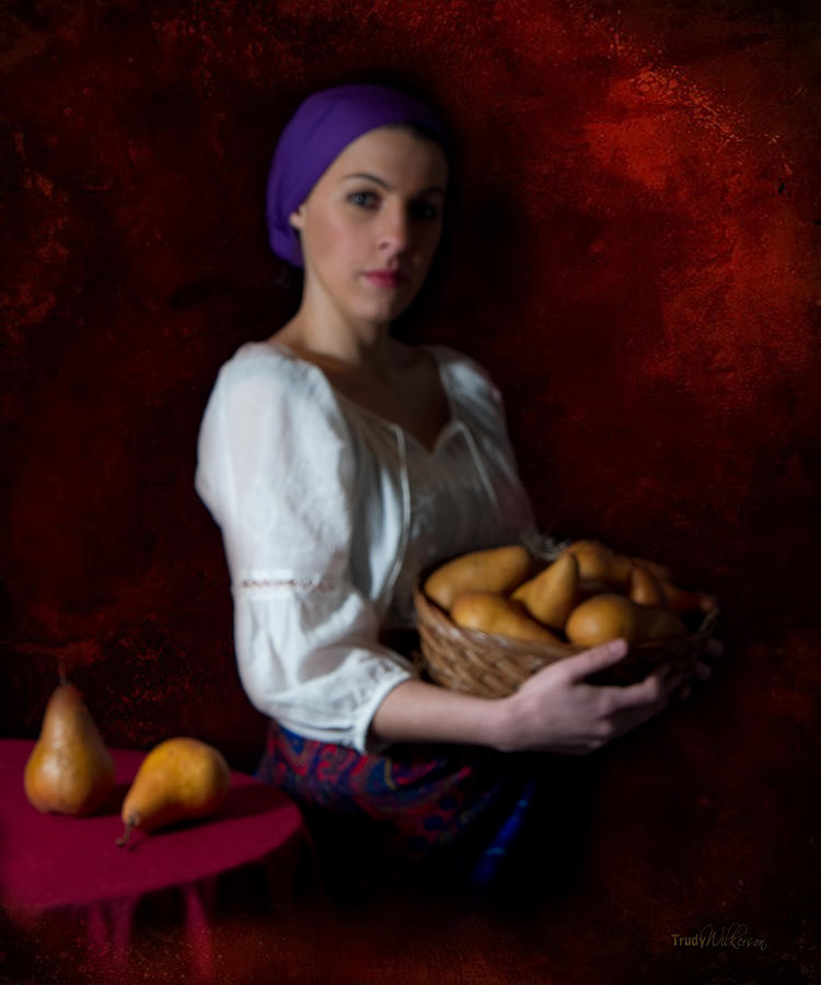 Girl Serving Pears Photograph by Trudy Wilkerson