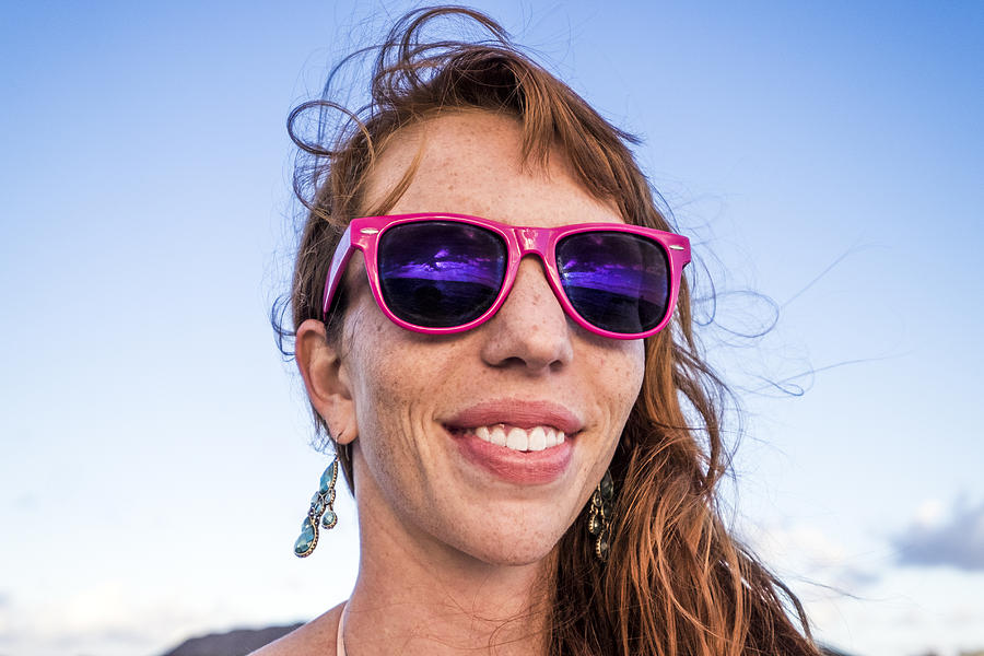 Girl Smiling with Pink Sunglasses Photograph by Linka A Odom