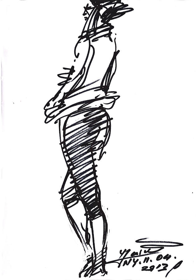 Girl Standing Drawing by Ylli Haruni