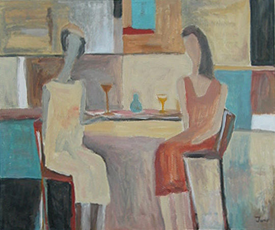 Girl Talk Painting by Trish Toro