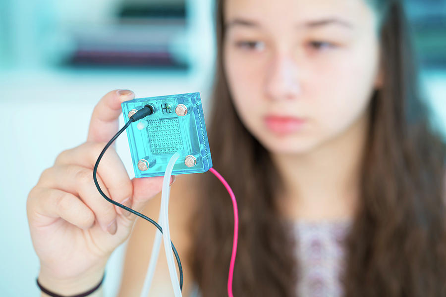 Girl Testing Proton Exchange Membrane Cell Photograph by Wladimir Bulgar/science Photo Library