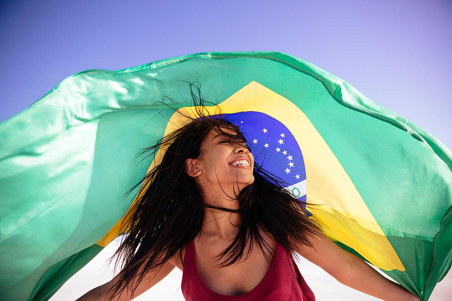 Girl under brazilian flag Photograph by Wundervisuals
