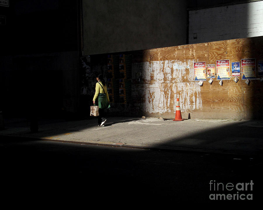 Girl Walking Into Shadow - New York City Street Scene Photograph by Miriam Danar