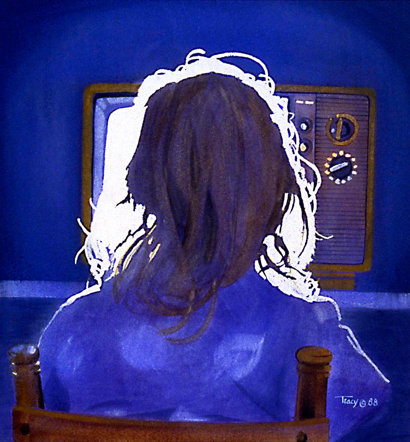 Girl Watching TV Painting by Robert Tracy